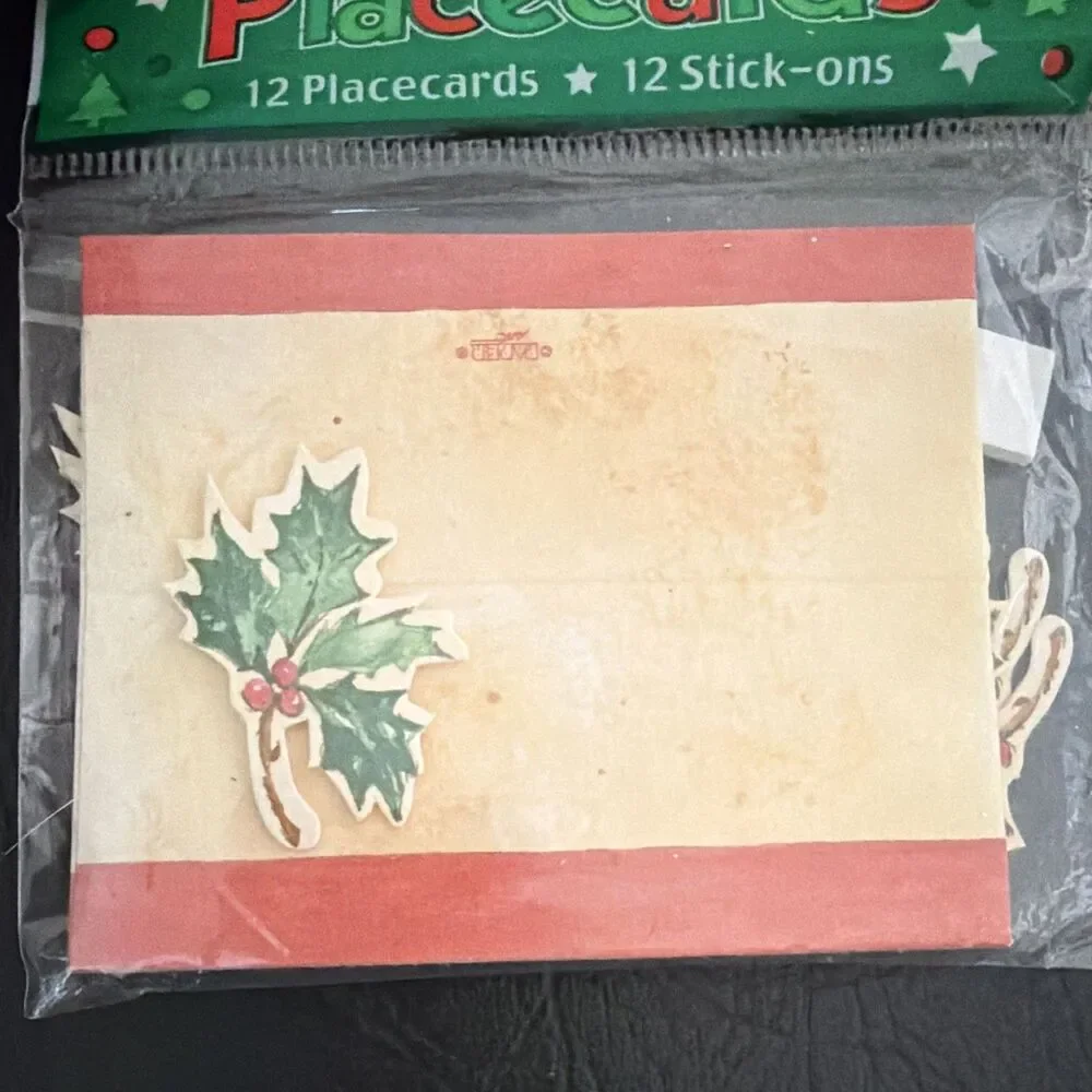 Creative Expressions Group Christmas Holly Place Cards 12 + 12 Stick-Ons Paper